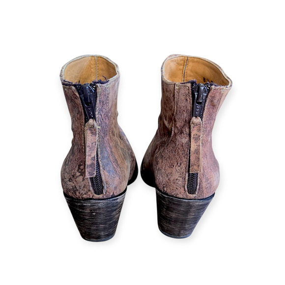 Old Gringo Leopard Print Brown Floral Distressed Leather Booties - Picture 4 of 7